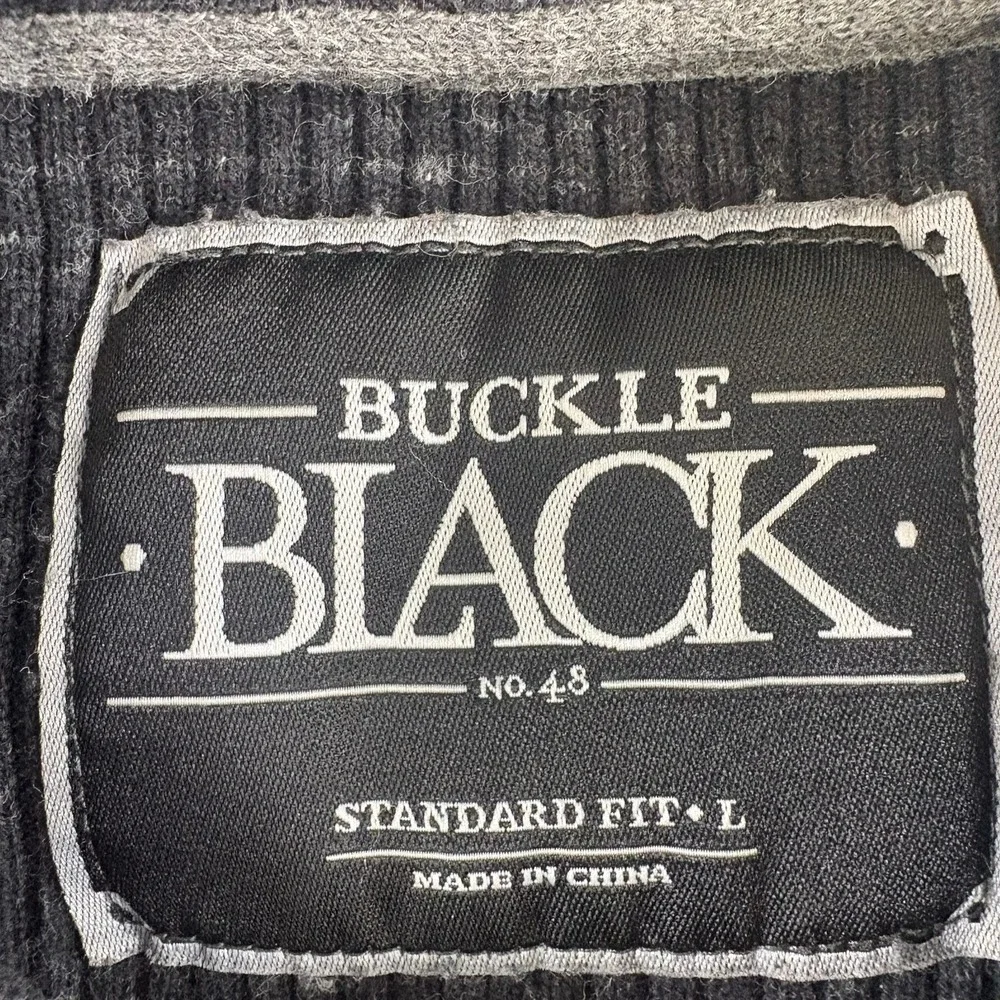Buckle Black Sweater Mens Large Gray No. 48 Shawl Neck‎ Marled Pullover